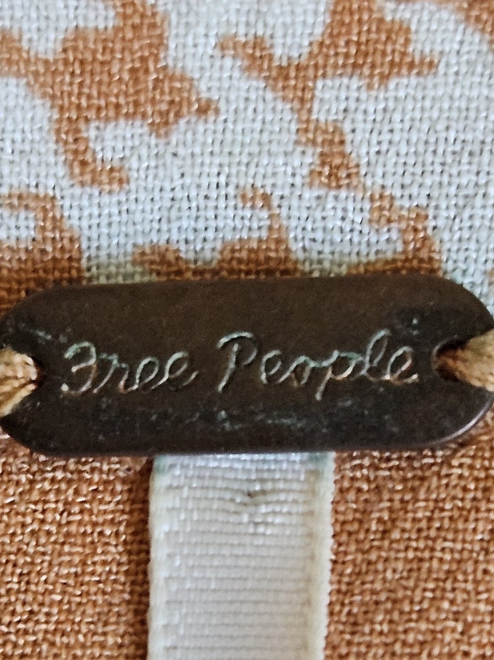Free People Orange and Cream Fabric Tag/ #BOHO# FREE PEOPLE